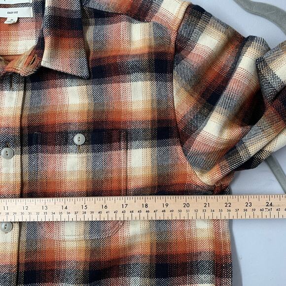 Madewell Men Brushed Flannel Easy Long Sleeve Shirt M Brown Plaid Button Up - Picture 8 of 14